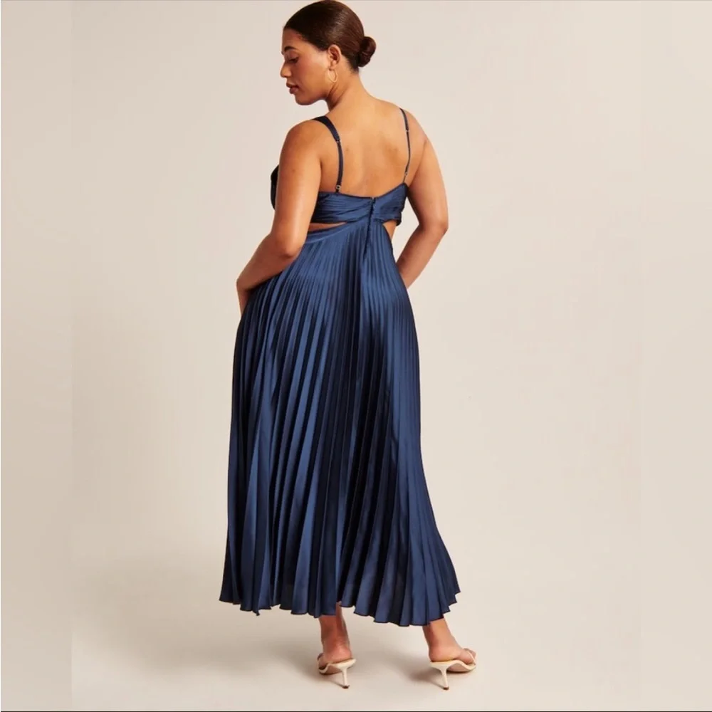 Abercrombie & Fitch Royal Blue Pleated Maxi Dress